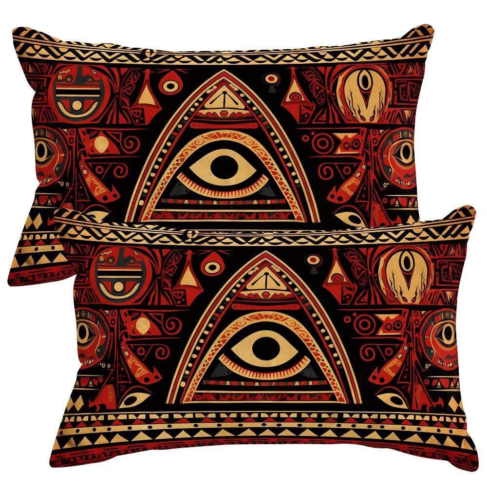 Set of 2 Velvet Cushion Covers 50x80 cm Boho Cushions Covers Decorative Throw Pillow Case Retro Sofa Pillows 20x32 Inch Rectangle Cushion Cover with Invisible Zipper for Livingroom Bedroom -SC413