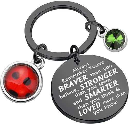 BAUNA Llavero de mariquita para mejor amiga, regalo de amistad, Always Remember You're Braver Than You Believed, joyería con dije de cosplay