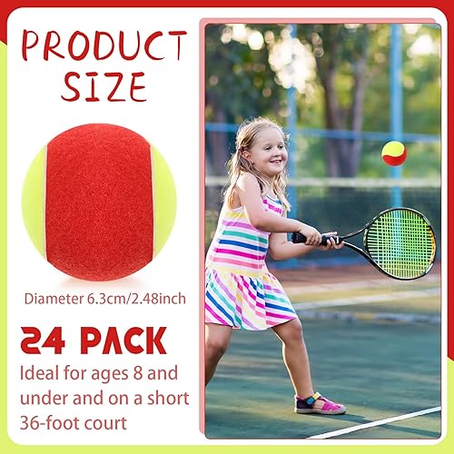 Miniatura 2 de 24 pelotas de tenis para niños, 75% de baja compresión etapa 3 pelotas de tenis a granel para principiantes, máquina de pelota, entrenamiento,