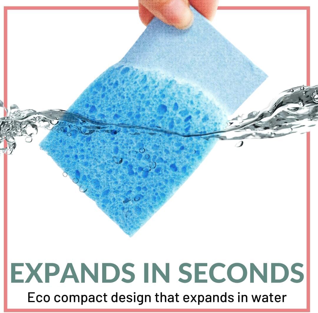 bioGo 30 Pack Compostable Pop-Up Sponges - Expanding, Non-Scratch, Plant-Based Dish - Bulk Color - Pop Up Sponge - Kitchen