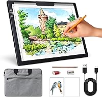 Zocelight Rechargeable A4 LED Light Pad with Stand, Clip & Padded Case - 6 Brightness Levels for Tracing, Diamond Painting, Drawing, Sketching