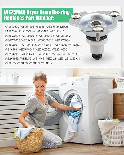 Miniatura 5 de WE25X205 WE25M40 Kit de reemplazo de rodamiento de tambor de secadora apto para GE Hotpoint, incluye WE12M29 correa de transmisión de tambor WE1M333