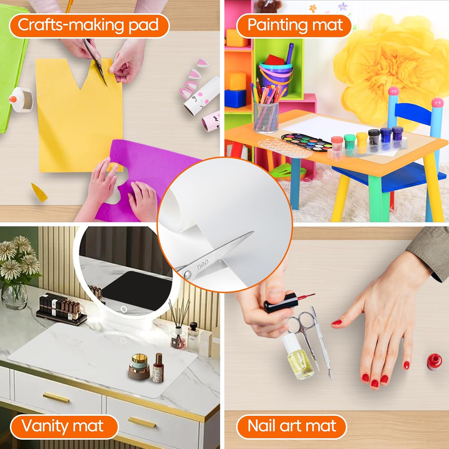 Large Silicone Mats for Kitchen Counter,16" x 72" Heat Resistant Silicone Mat,Food Grade Silicone Pastry Mat,New Skin-Friendly Material Silicone Countertop Protector Mat,Freely Cuttable,Translucent