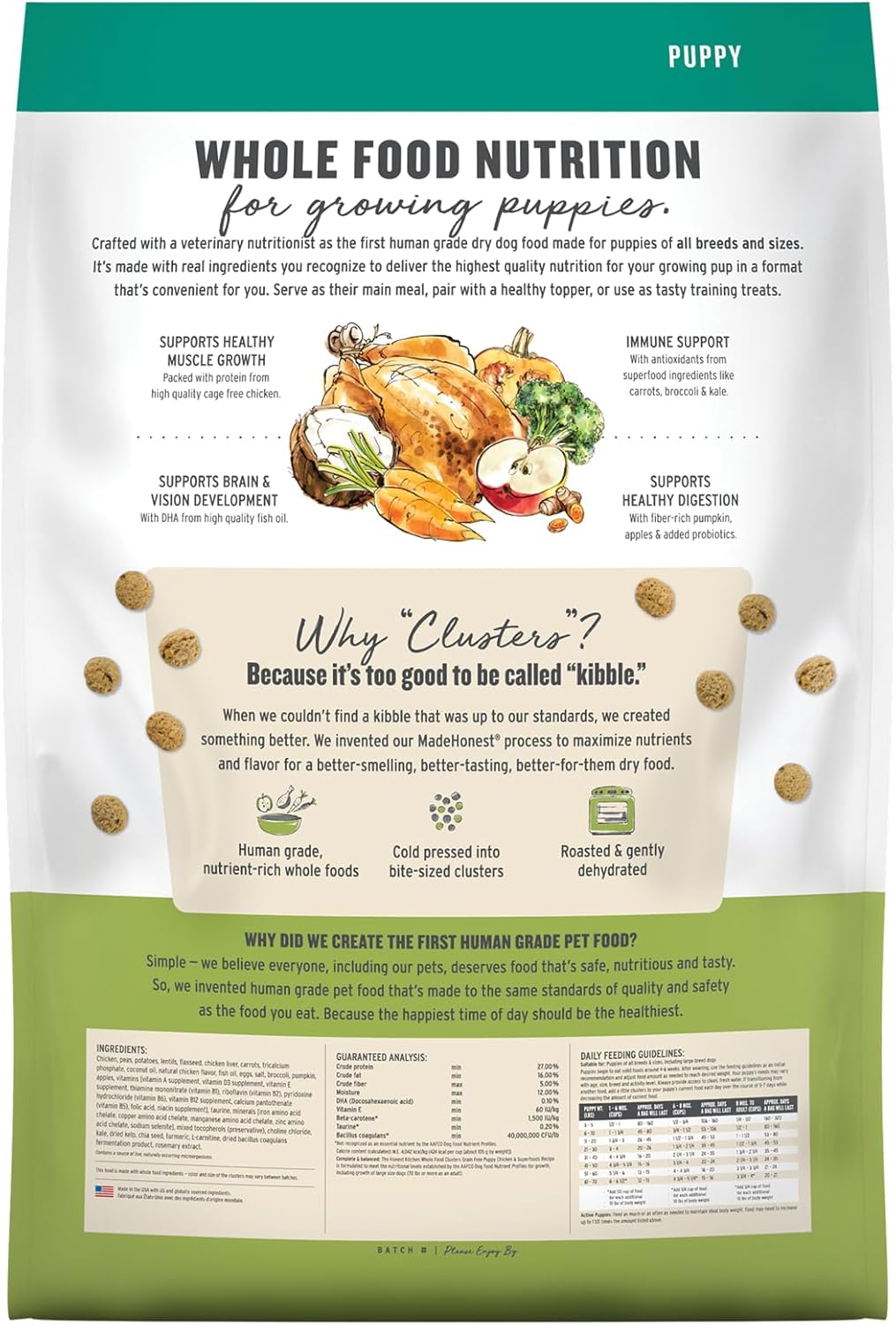 The Honest Kitchen Whole Food Clusters Puppy Grain Free Chicken Dry Dog Food, 20 lb Bag