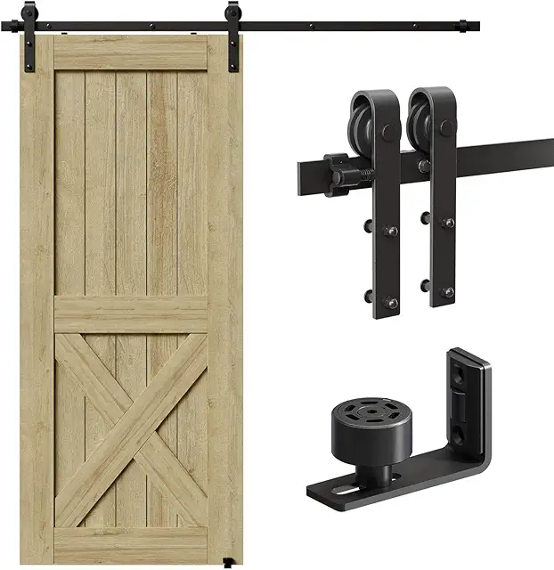 Kit Herraje Puerta Corredera 6.6FT con Guía de Suelo Ajustable