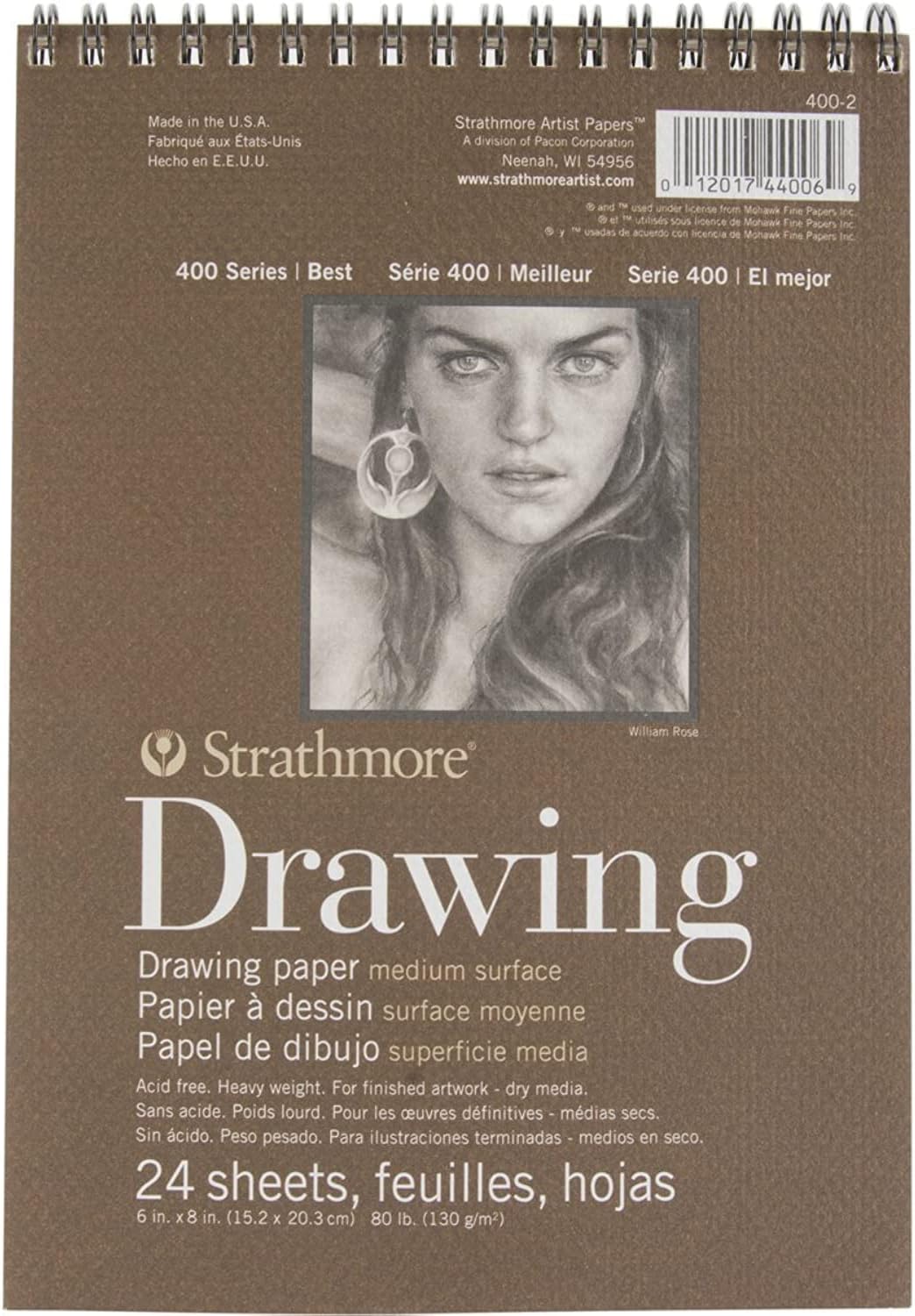 Strathmore Medium Drawing Spiral Paper Pad 6"X8"-24 Sheets -62400200