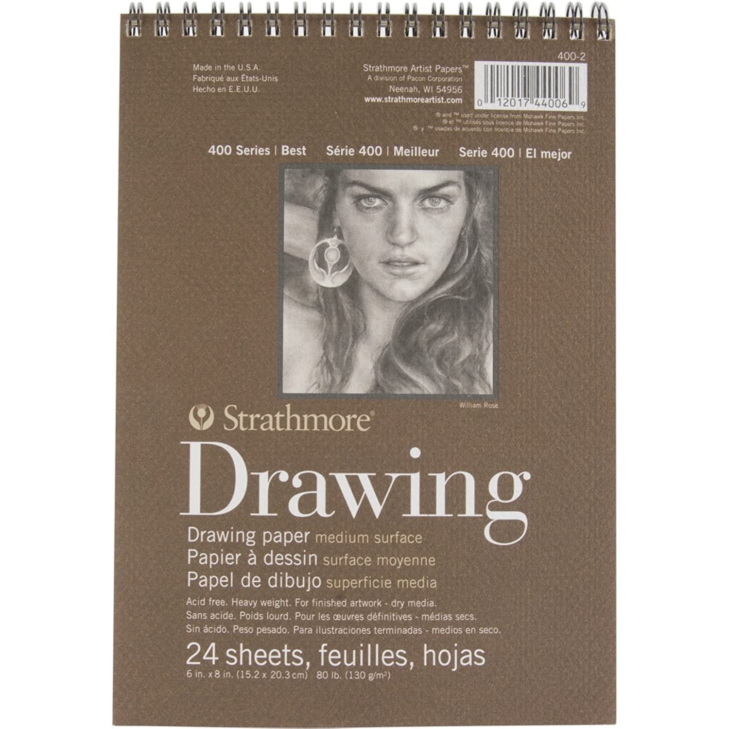 Strathmore 400 Series Drawing Paper: Wire Bound, Medium Surface, 4" X 6", 80 Lb., Pad Of 24 Sheets