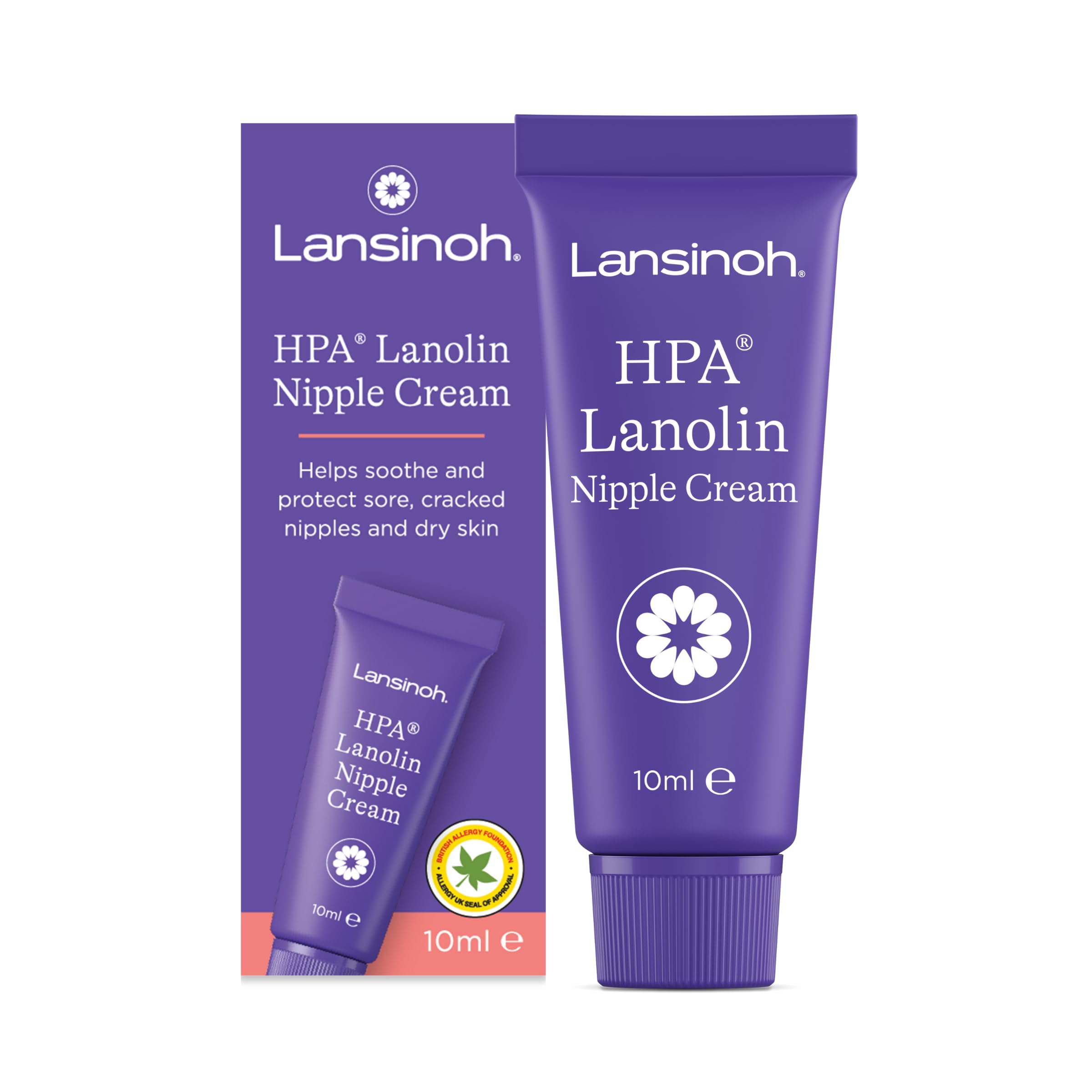 Lansinoh HPA Lanolin Nipple Cream for sore nipple & cracked skin, 100% natural single ingredient, breastfeeding essential, tasteless, odourless, hospital bag, moisturising, 10ml