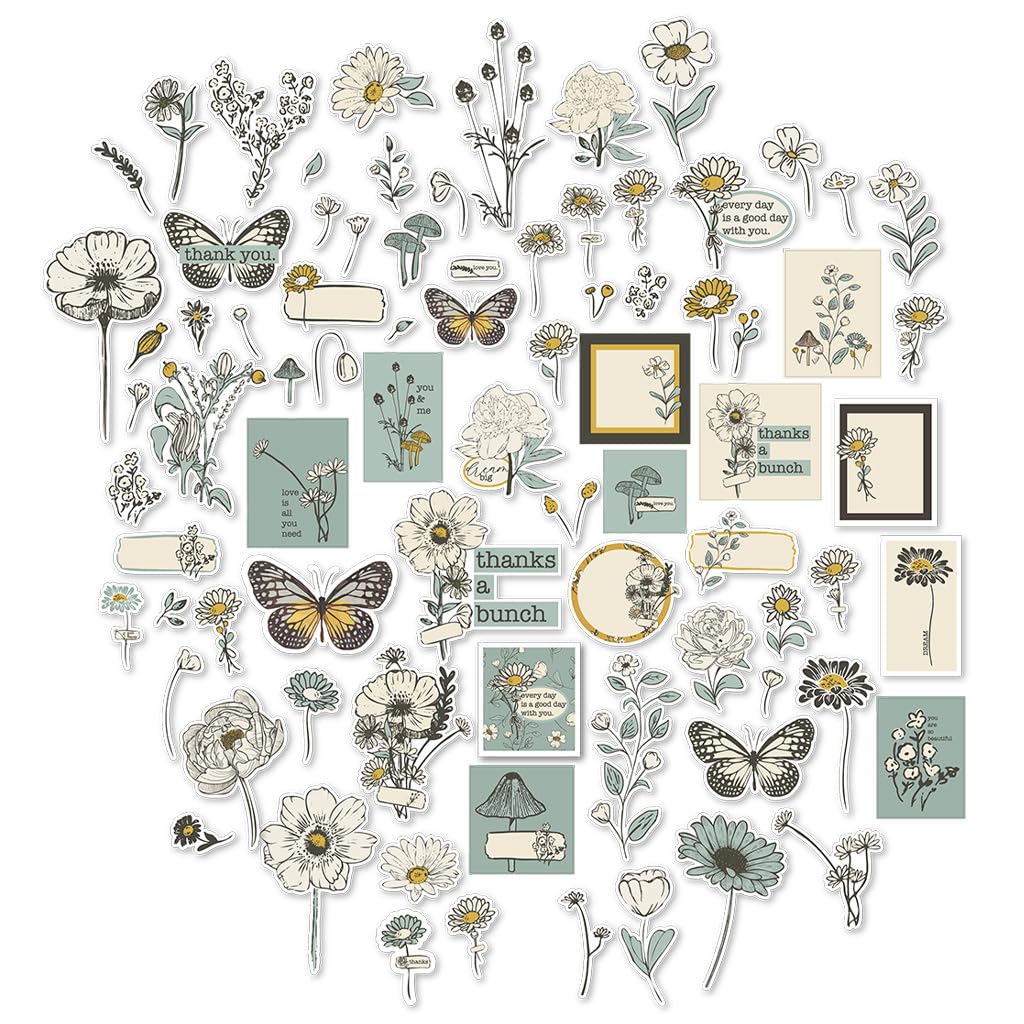 Miss Kate CuttablesPaper Die Cuts - A Good Day-Blue - for Baby Boy Spring Springtime - Over 60 Die Cuts - 80lb Cardstock Scrapbook