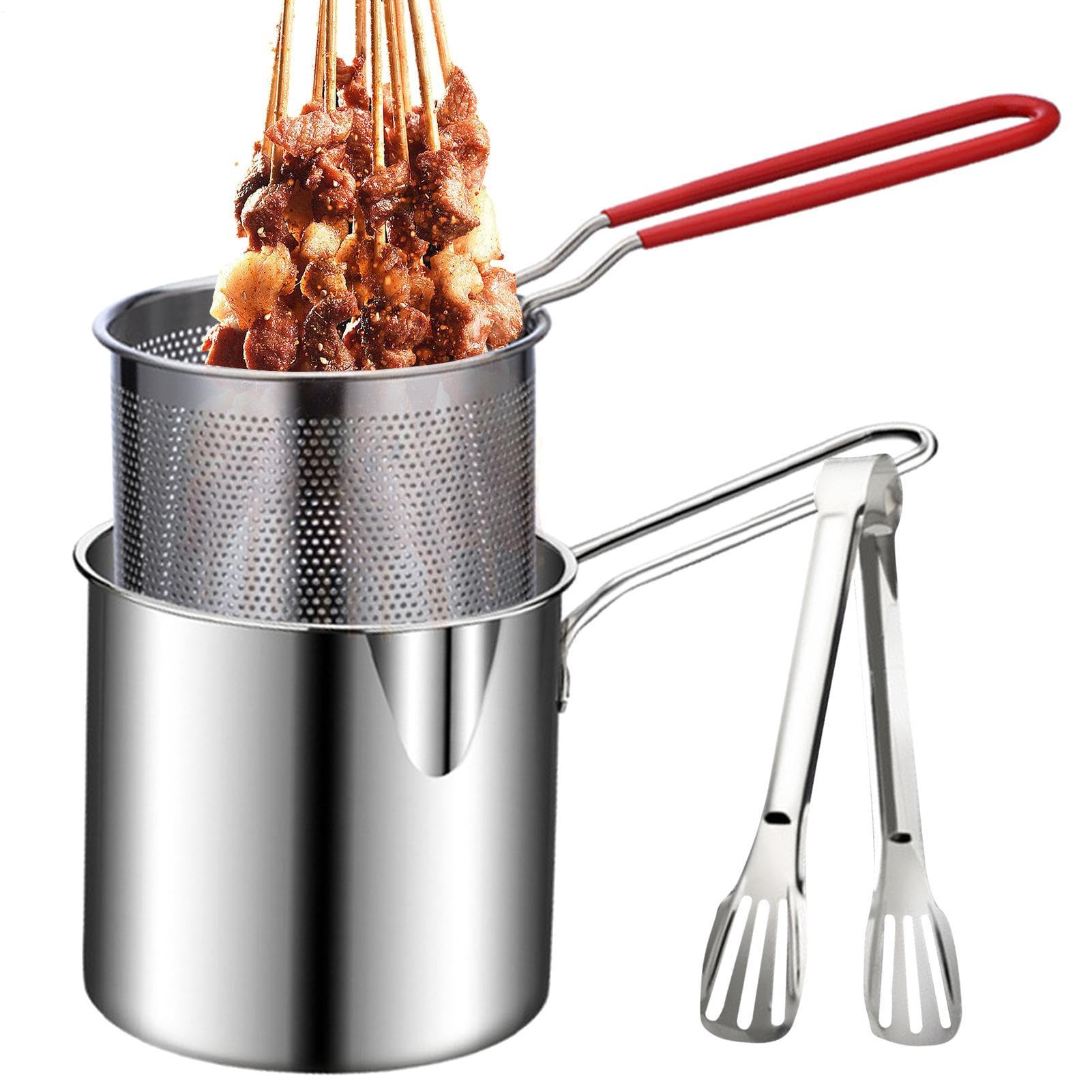 Genérico Piccola Friggitrice A : Barattolo Compatto con Clip A Maglia Filtro, Materiale Resistente alle Alta Temperatura, Ideale per Zampe Di Pollo, Patatine Fritte, Pesce, Cotolette Di Pollo E Snack
