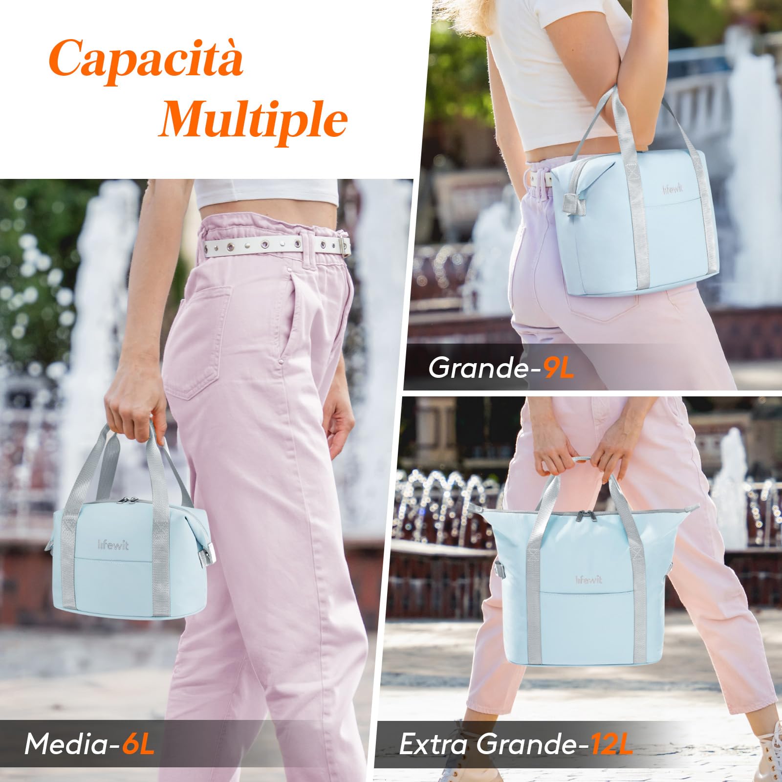Lifewit Borsa Termica Porta Pranzo per Donna, Piccola Borse Frigo Impermeabile Leggera, Work Lunch Bag per Ufficio, Viaggio, Picnic, Spiaggia, Blu, 6L