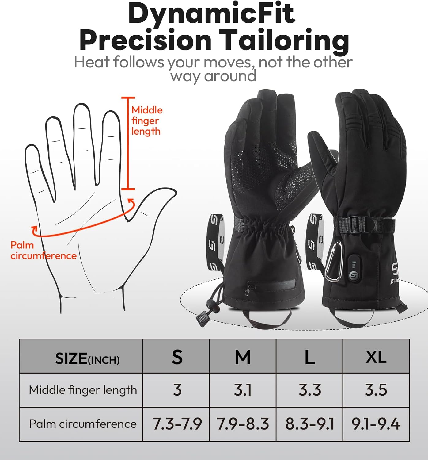 JS LifeStyle Heated Gloves for Men Women,HG-01 7.4V 3000mAh Rechargeable Battery Wind Water Proof with Touch Screen and Light-Off Design for Winter Ski Work Motorcycle - Image 5