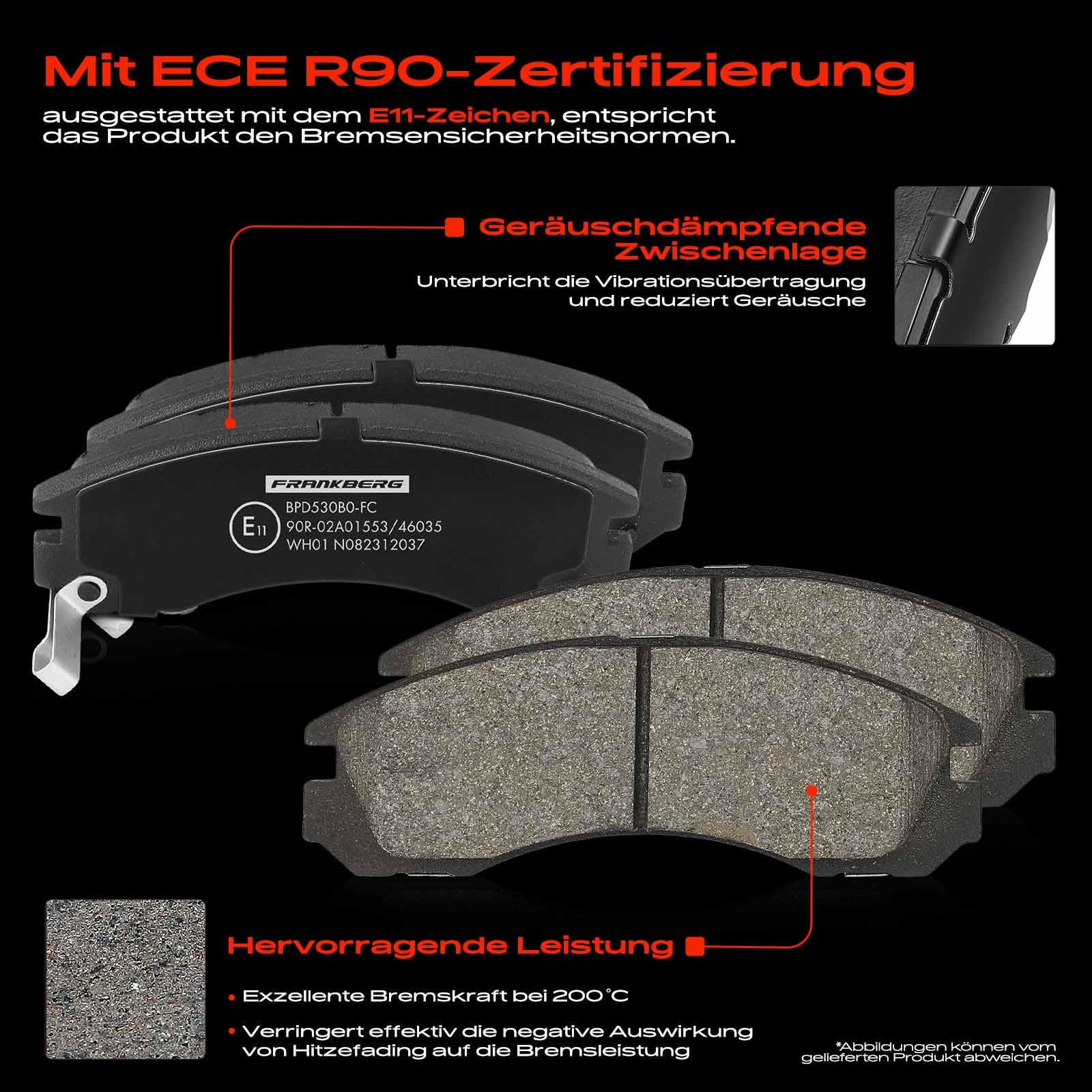 Frankberg Bremsensatz inkl. 2x Bremsscheiben + 4x Bremsbeläge Vorne Kompatibel mit Outlander III GFW G.GW ZJ ZK ZL Outlander II CWW Replace# 4249F3, MR205215