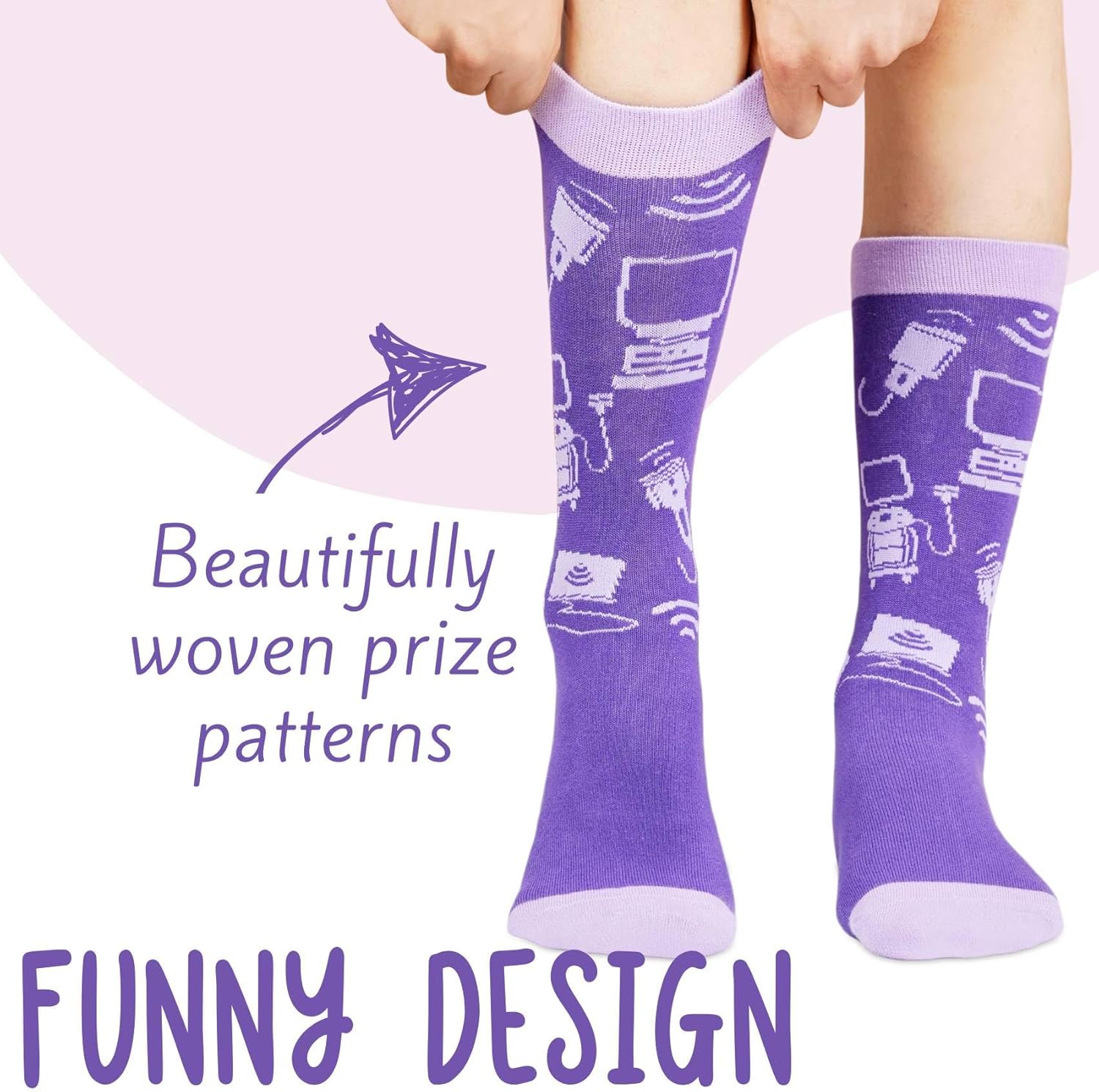 InnoBeta Sonographer Gifts for Women, Sonography Ultrasound Tech Radiology Gifts, One Size Crew Socks - Image 2