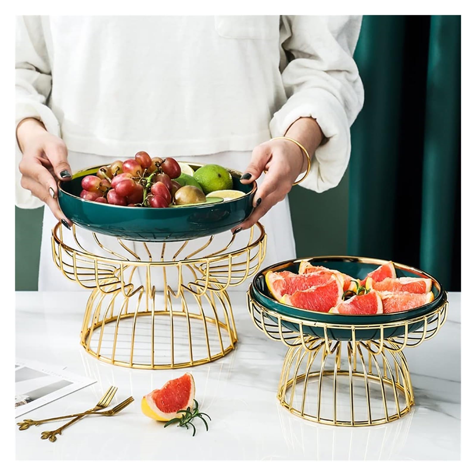 Ceramiczna miska na owoce na blat kuchenny, stylowy kosz na owoce do przechowywania na blacie uchwyt na warzywa na chleb przekąski i salaterki mały rozmiar do oszczędzania miejsca do przechowywania