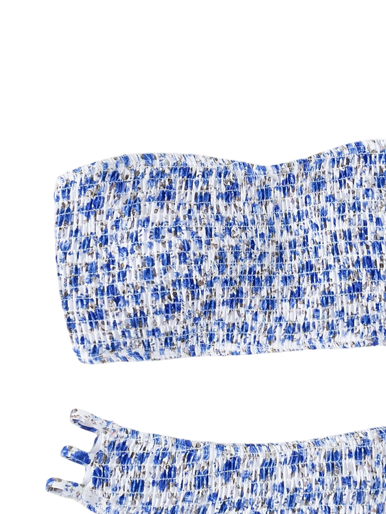 GORGLITTER Bikini 2 pièces pour femme - Motif floral - Haut bandeau et bas de bikini - Maillot de bain d'été bohème - Mode de plage