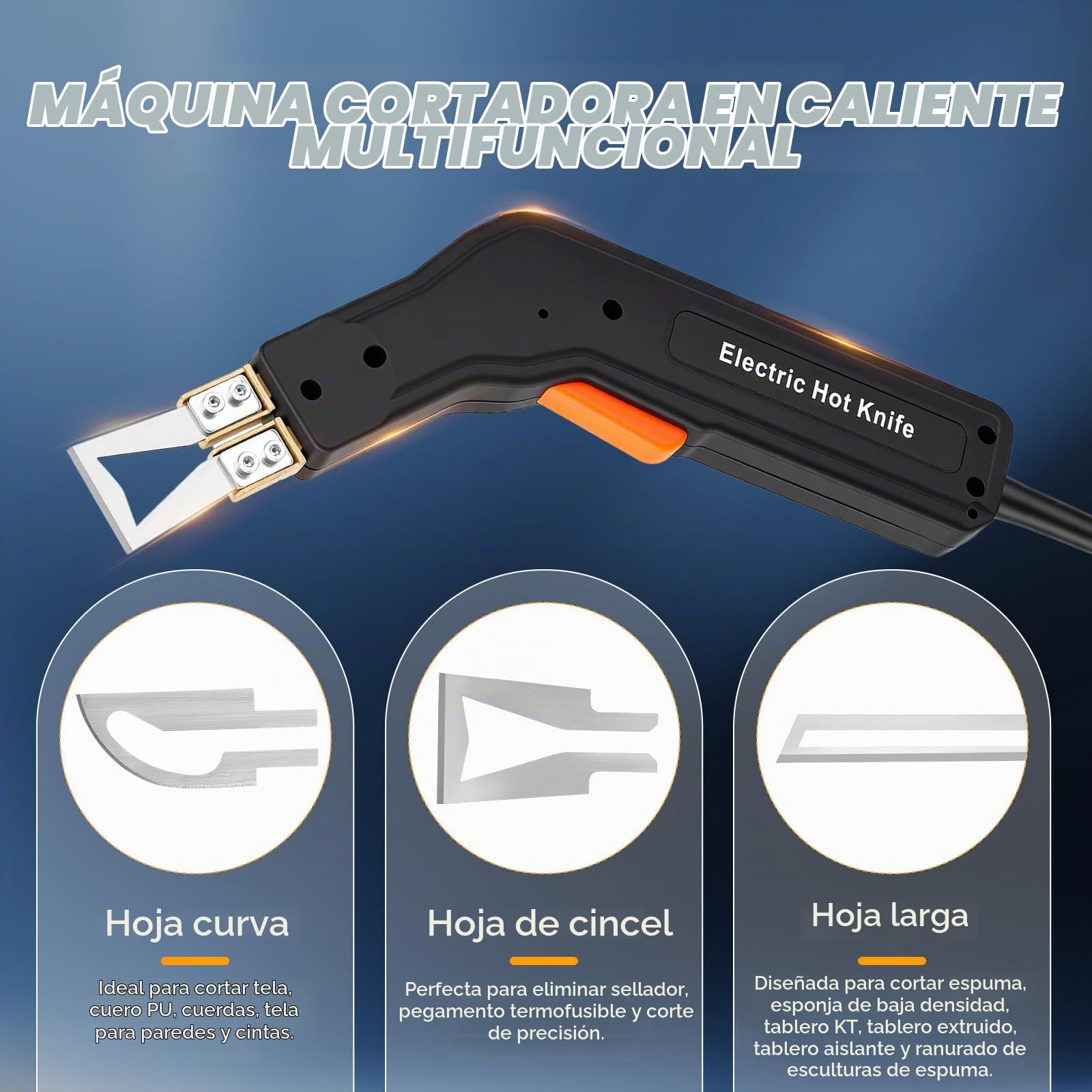 300W Cuchilla Caliente Eléctrico, (0-600℃) Temperatura Ajustable, Cortador de Espuma con 4 Cuchillas para Poliestireno, EPS, EPP, Tablero KT, EVA, PU, ​​Cuerda, Tela, Espuma