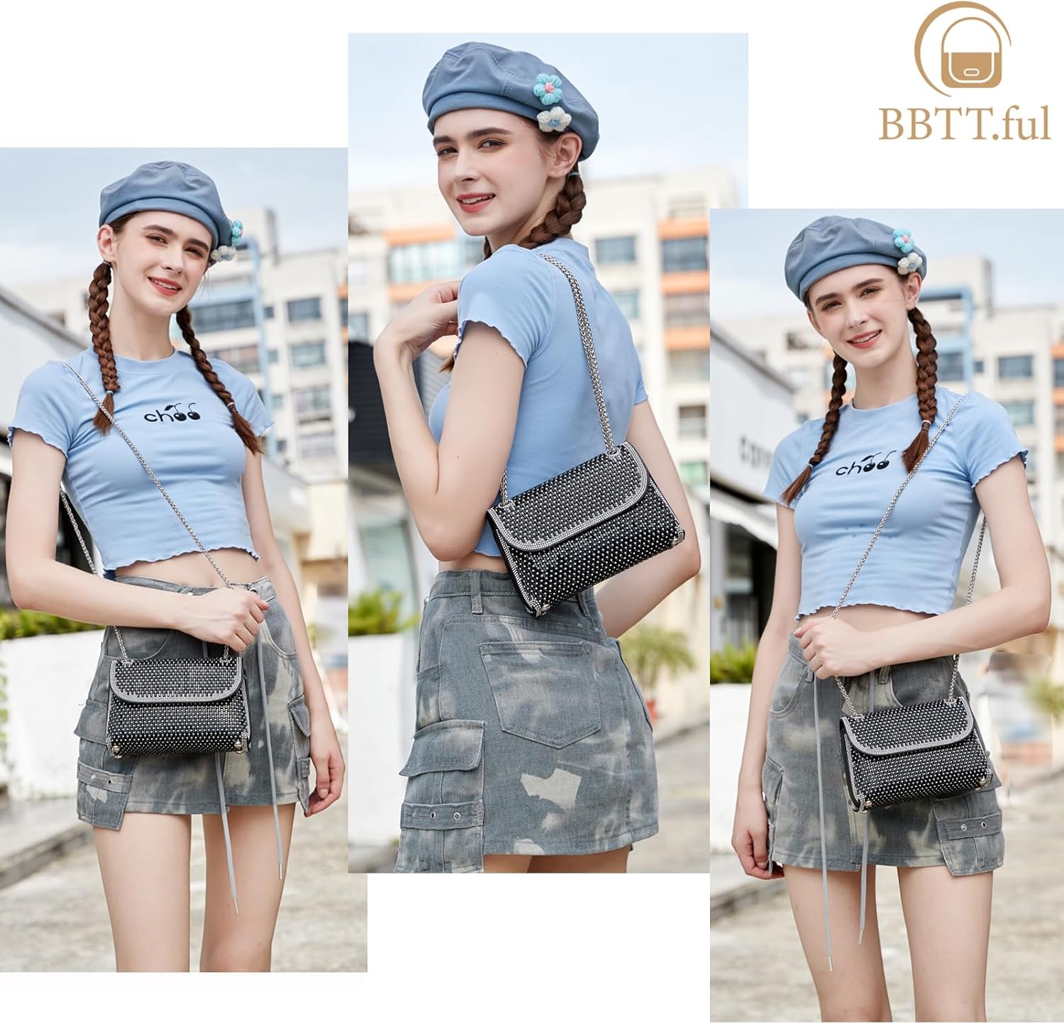 Shoulder Bags Crossbody Bag Purses Handbags Crystals Rhinestone Evening Bag for Women Clutch Purse with Chain - Image 2