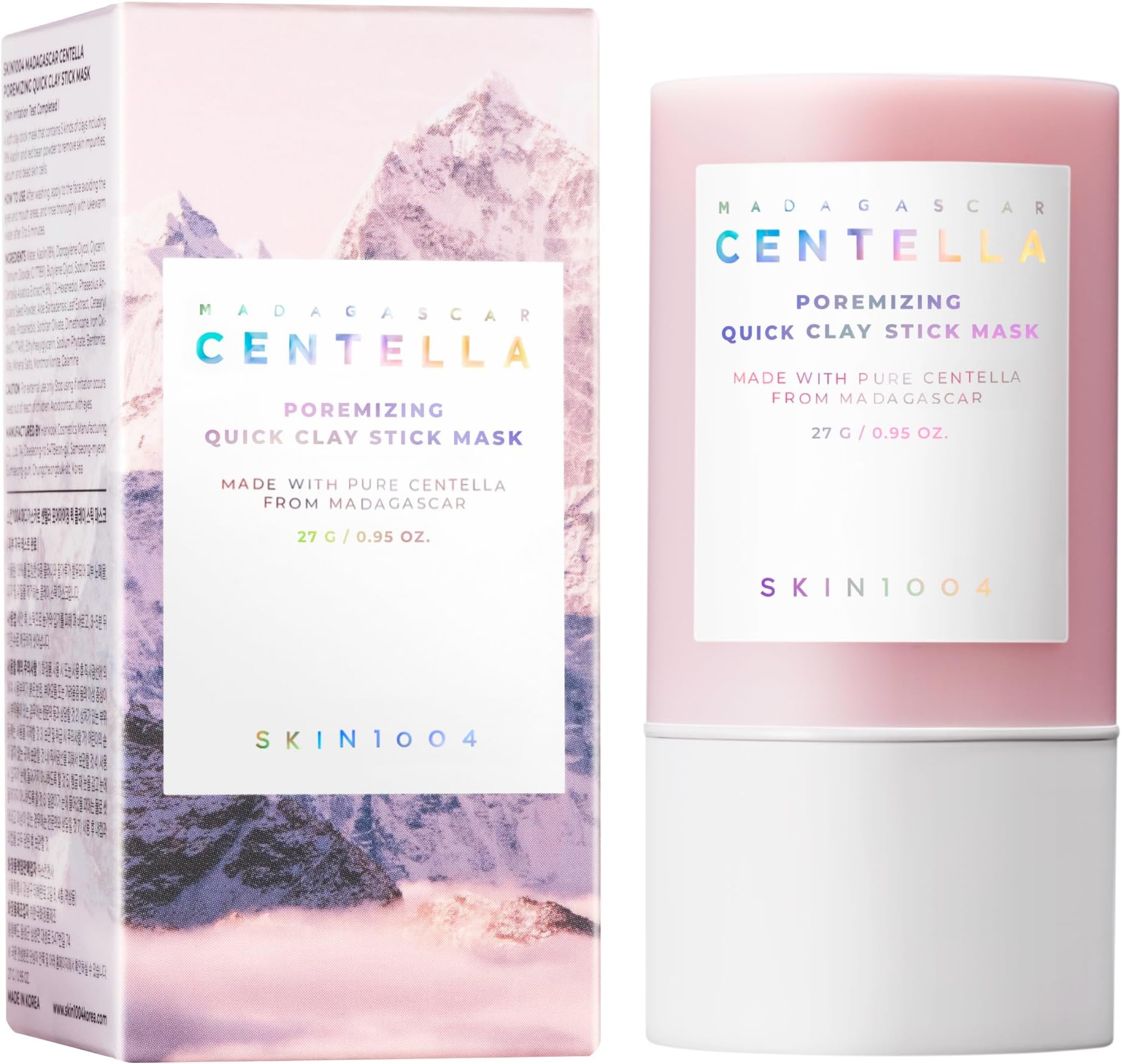 SKIN1004 Poremizing Quick Clay Stick Mask, Face Mask Skincare for Pore Minimizing, Facial Clay Mask with Centella, Pore Minimizer for Sebum Control, Pink Mud Mask, Korean Skin Care, 0.95 oz / 27g
