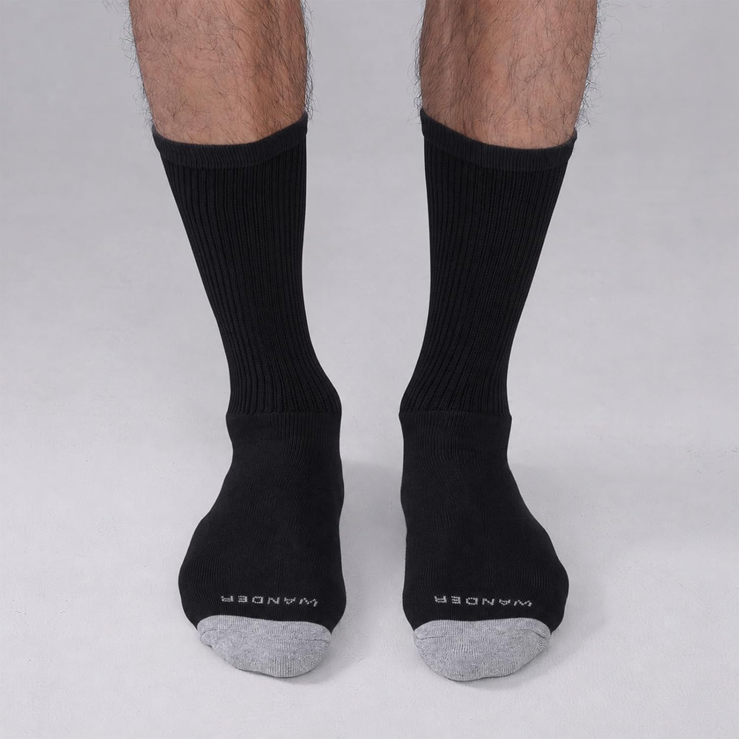 WANDER Men's Cushioned Cotton Crew Socks, Multi-Pack for Work & Running image 2