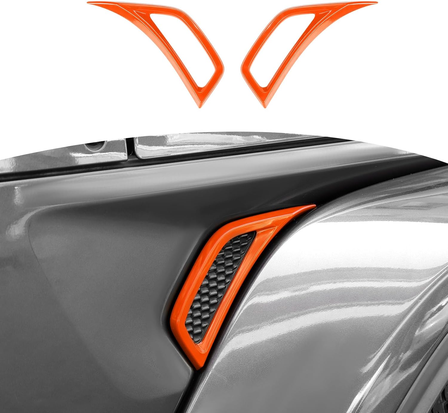 RT-TCZ for Jeep JL Side Fender Vent Decal Trim Cover for Jeep Wrangler JL JLU 2018-Present for Gladiator JT 2020-Present Orange Exterior Accessories 2pcs