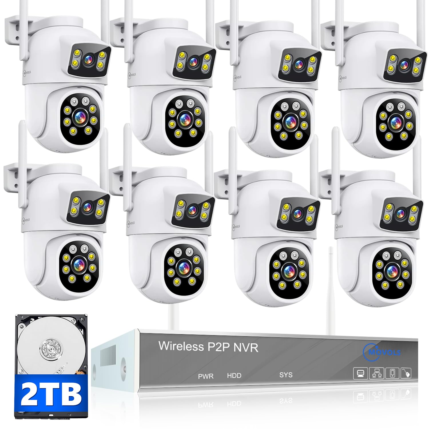 MOVOLS Wireless Security Camera System Dual Lens