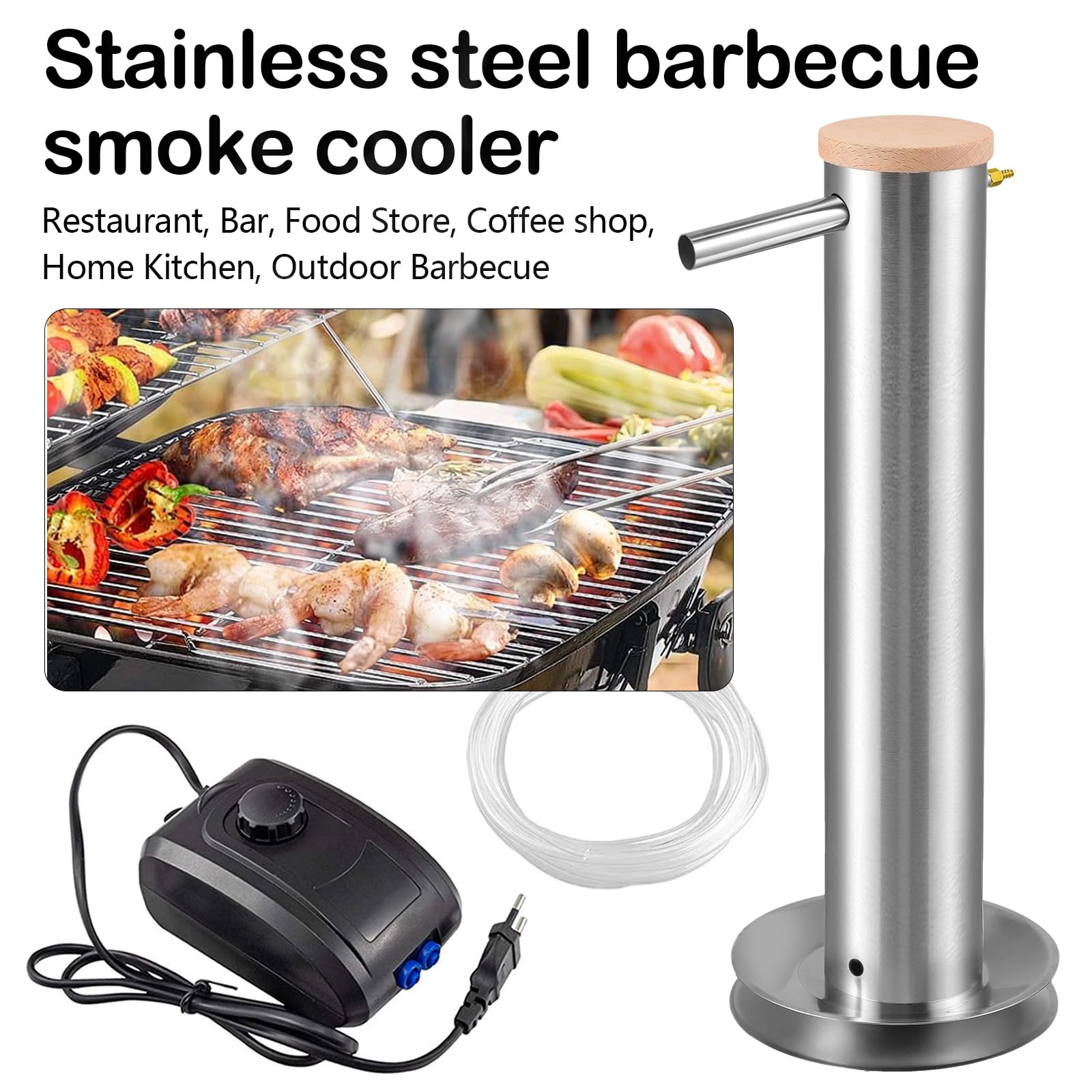 Kaltrauchgenerator Edelstahl 70cm, 4,3L Rauchgenerator Kaltrauchgenerator Rauchgenerator für Räucherofen mit Pumpe für BBQ Kalträuchern Fisch Fleisch Käse Wurst