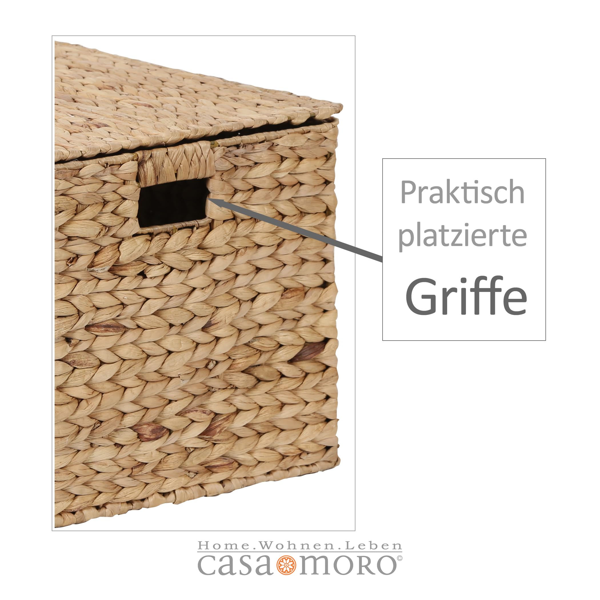 Casa Moro XL Opbergdoos, Wasverzamelaar, 70 Liter, Kist van Zeeglas, Kist Met Deksel, Box Voor Dekens, Kussens, Kleding, Badkamer, Kast, Boho, Chic, Natuur