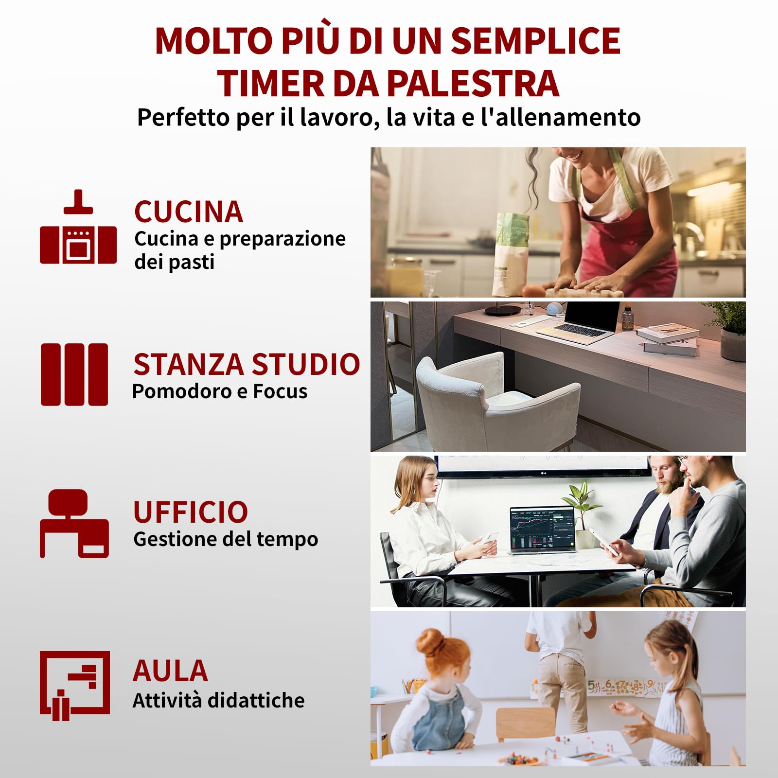 LUCKY TIME Timer da palestra con pulsante Start/Stop, cronometro digitale a LED con conteggio progressivo/conto alla rovescia, con telecomando, timer a intervalli, orologio per allenamento, palestra
