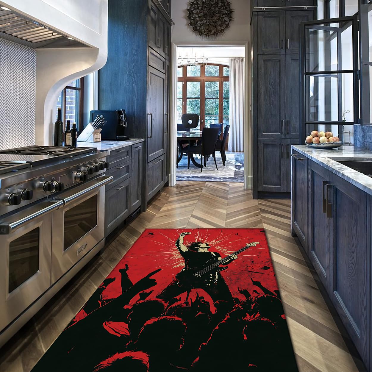 Tapis noir et rouge 160x230cm lavable et antidérapant pour sécuriser et sublimer votre salon