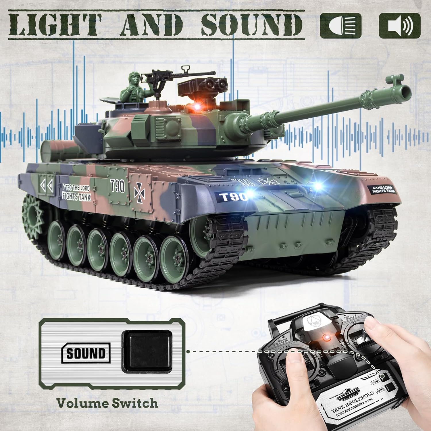 RC Panzer Russland T90 Tarfarbe 1:18 Ferngesteuerter Brother Tank Panzer mit BB Schuss Funktion