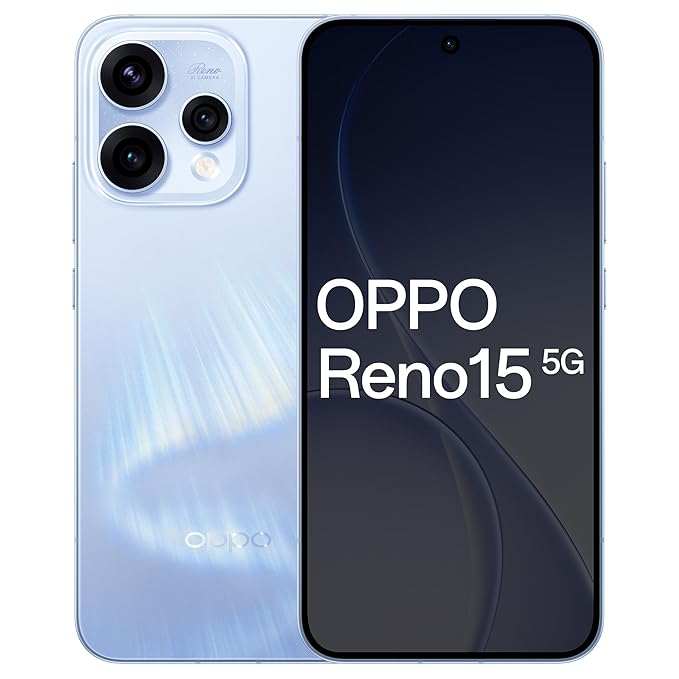 Oppo Reno15 5G (Aurora Blue, 8GB RAM, 256GB Storage) Without Offers