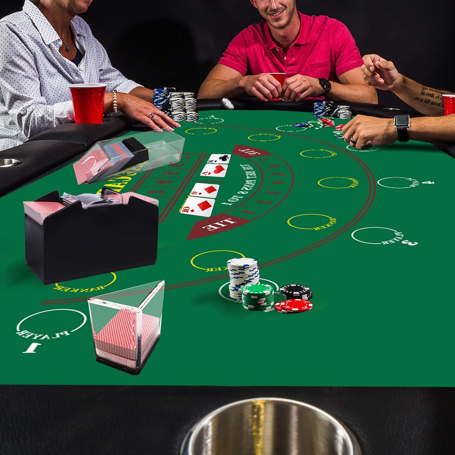 GSE Games & Sports Expert 36" x 72" Casino Layout Felt, Professional Casino Tabletop Mat for Parties, Casino Poker Game Night