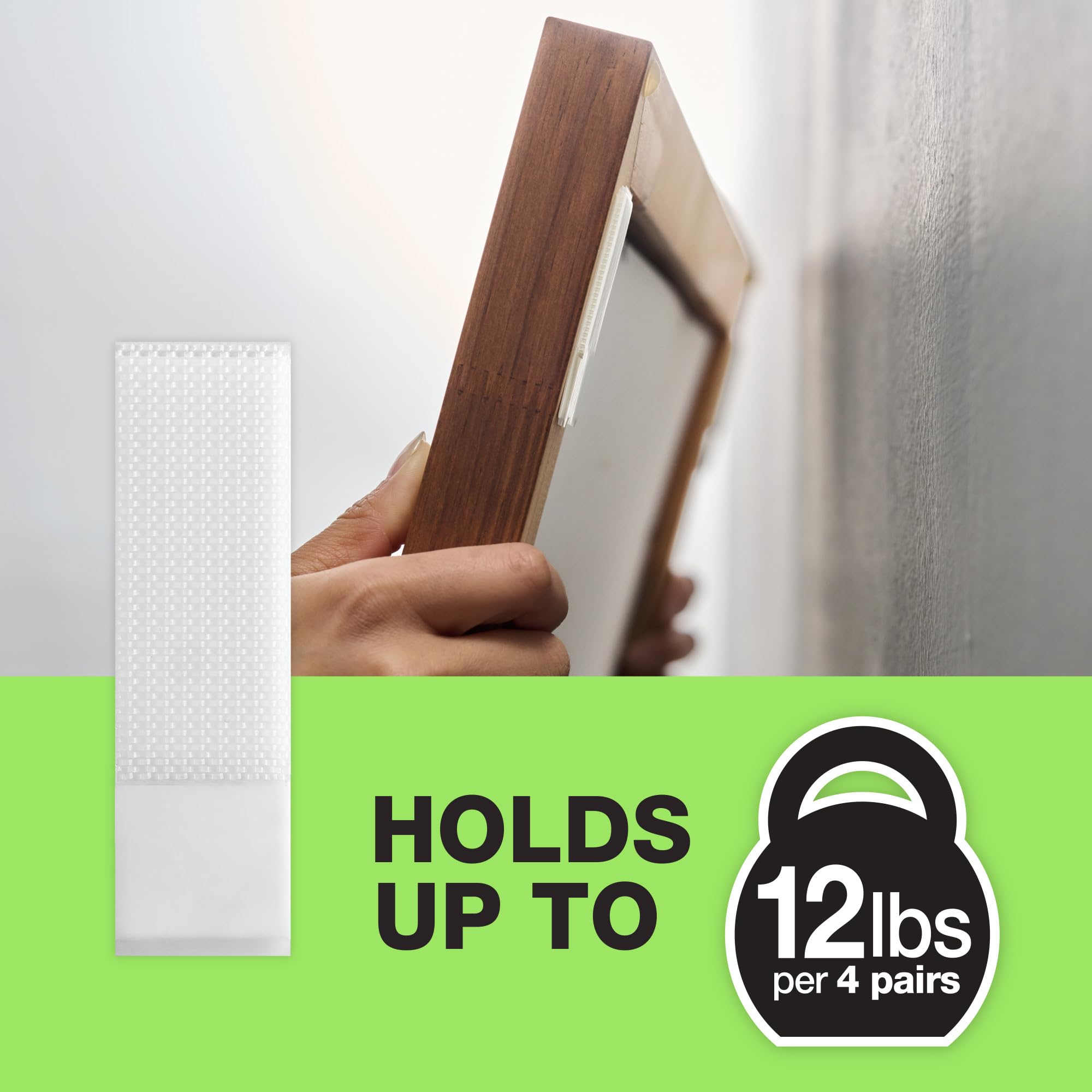 FrogTape reMOVEables - Tiras medianas para colgar cuadros, tiras adhesivas extraíbles sin daños, ganchos de fotos, montaje en pared para marcos, lienzo, decoración del hogar, blanco, 72 pares (144