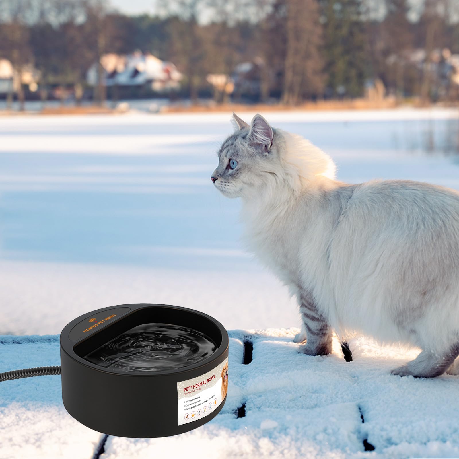 ENJOYING Ciotola per acqua riscaldata per animali domestici, 2,2 l, batteria per polli riscaldabile, senza ghiaccio, ciotola riscaldata invernale, per conigli, cani, gatti, abbeveratoio per uccelli