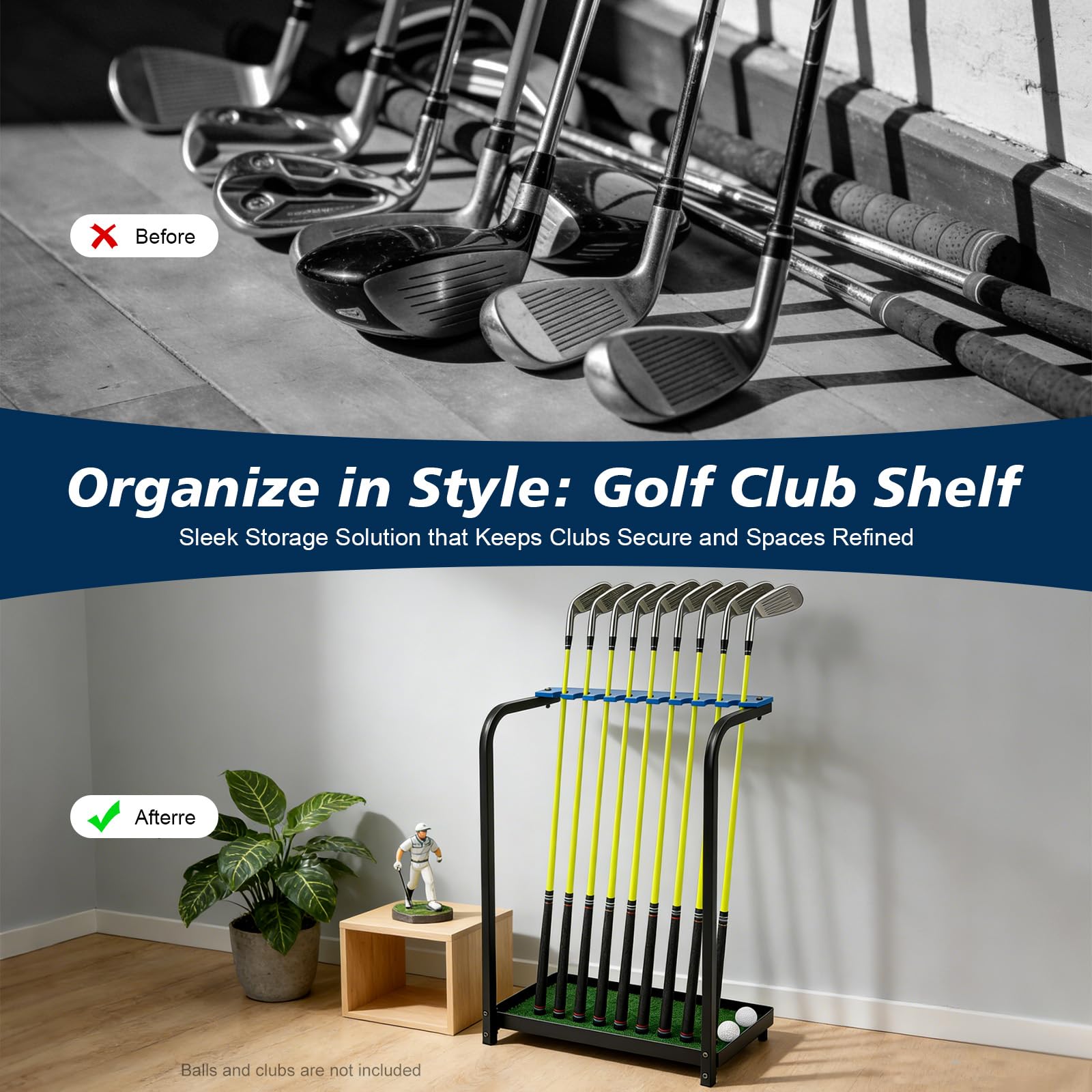 Support de putter de golf, support pour 9 clubs de golf, support de putter de golf, en métal robuste, pour club de golf, rangement de clubs de golf