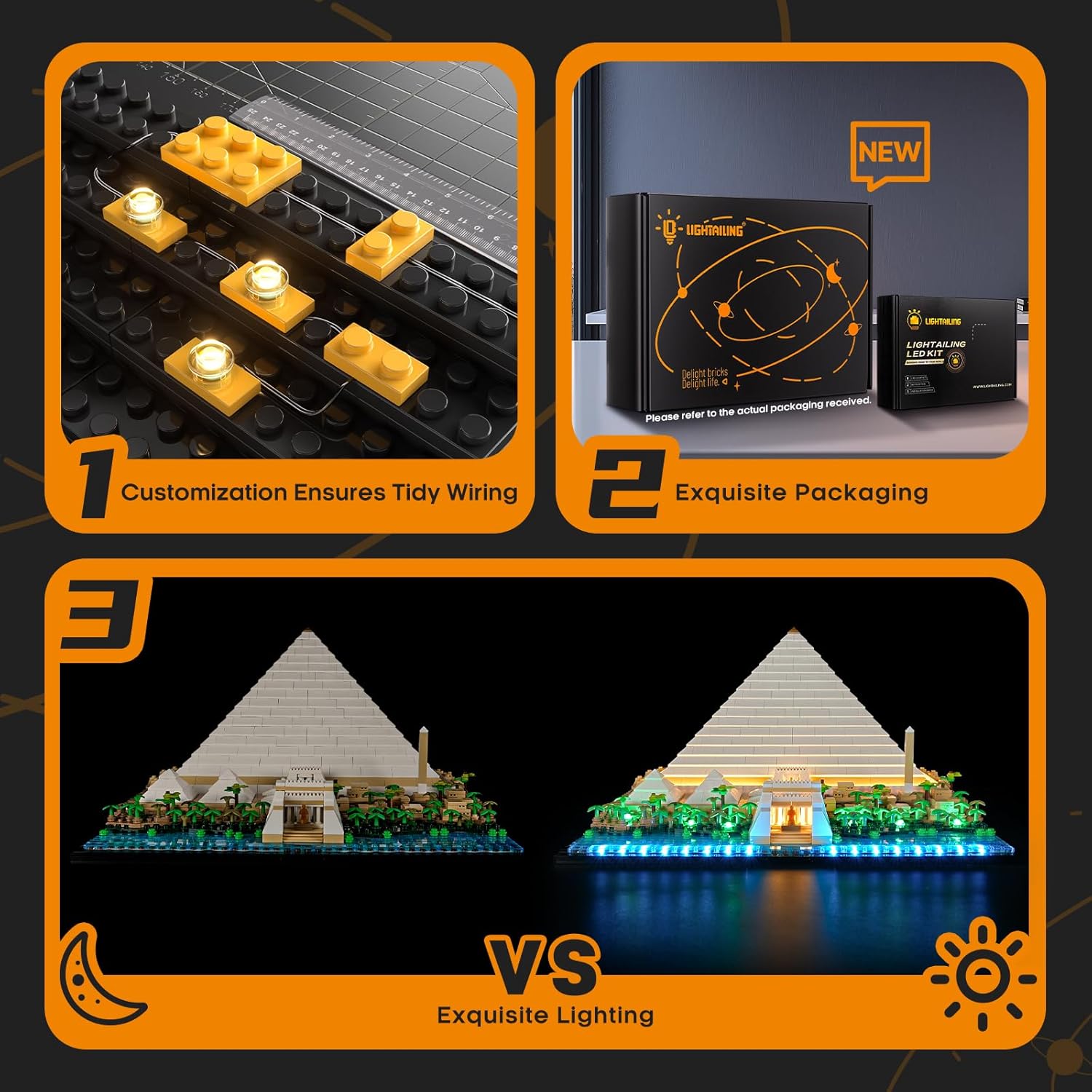 LIGHTAILING Light for Lego-21058 Great Pyramid of Giza - Led Lighting Kit Compatible with Lego Building Blocks Model:Remote-Control Version - NOT Included The Model Set