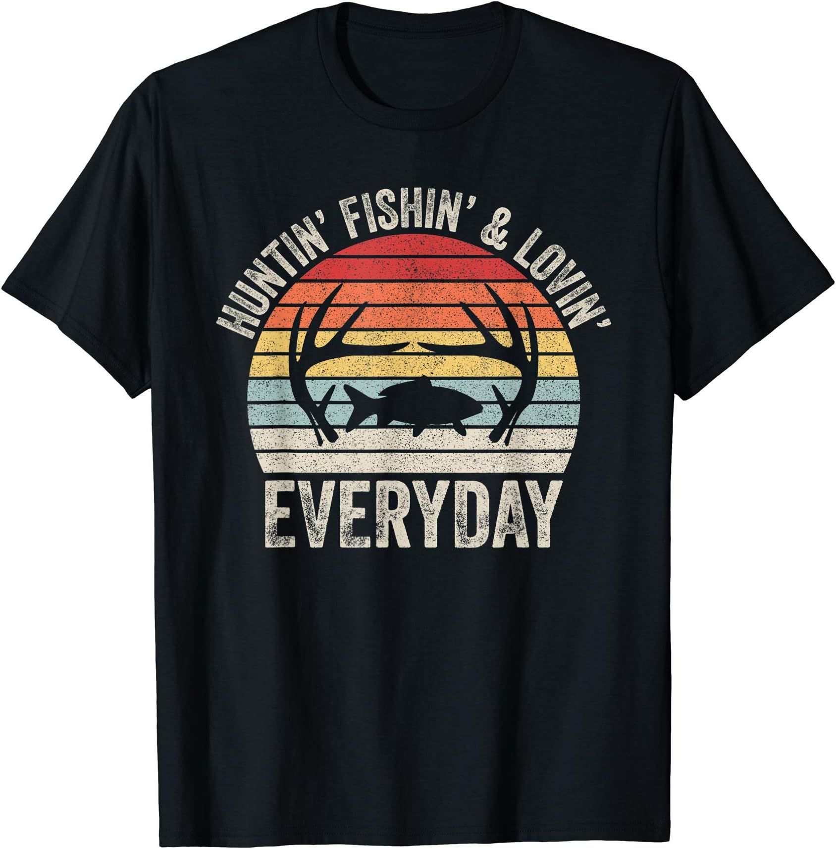Vintage Retro Hunting Fishing Loving Everyday T-ShirtOEKO-TEX STANDARD 100