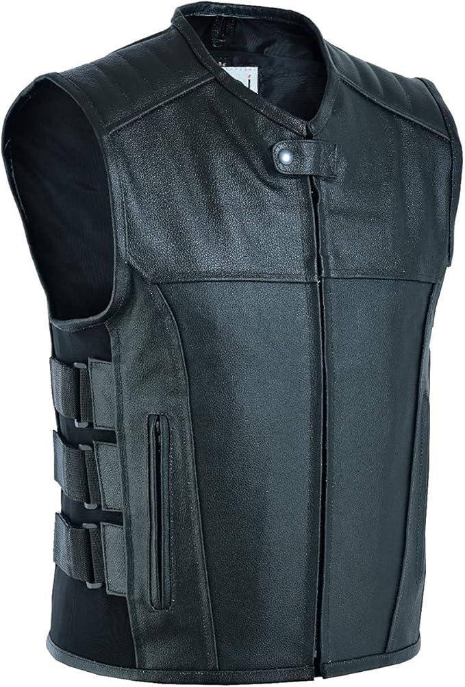 Gilet In Pelle Vintage Con Cappuccio In Pelle Da Motociclista MDM9074 - MDM LEDER - Foto 2