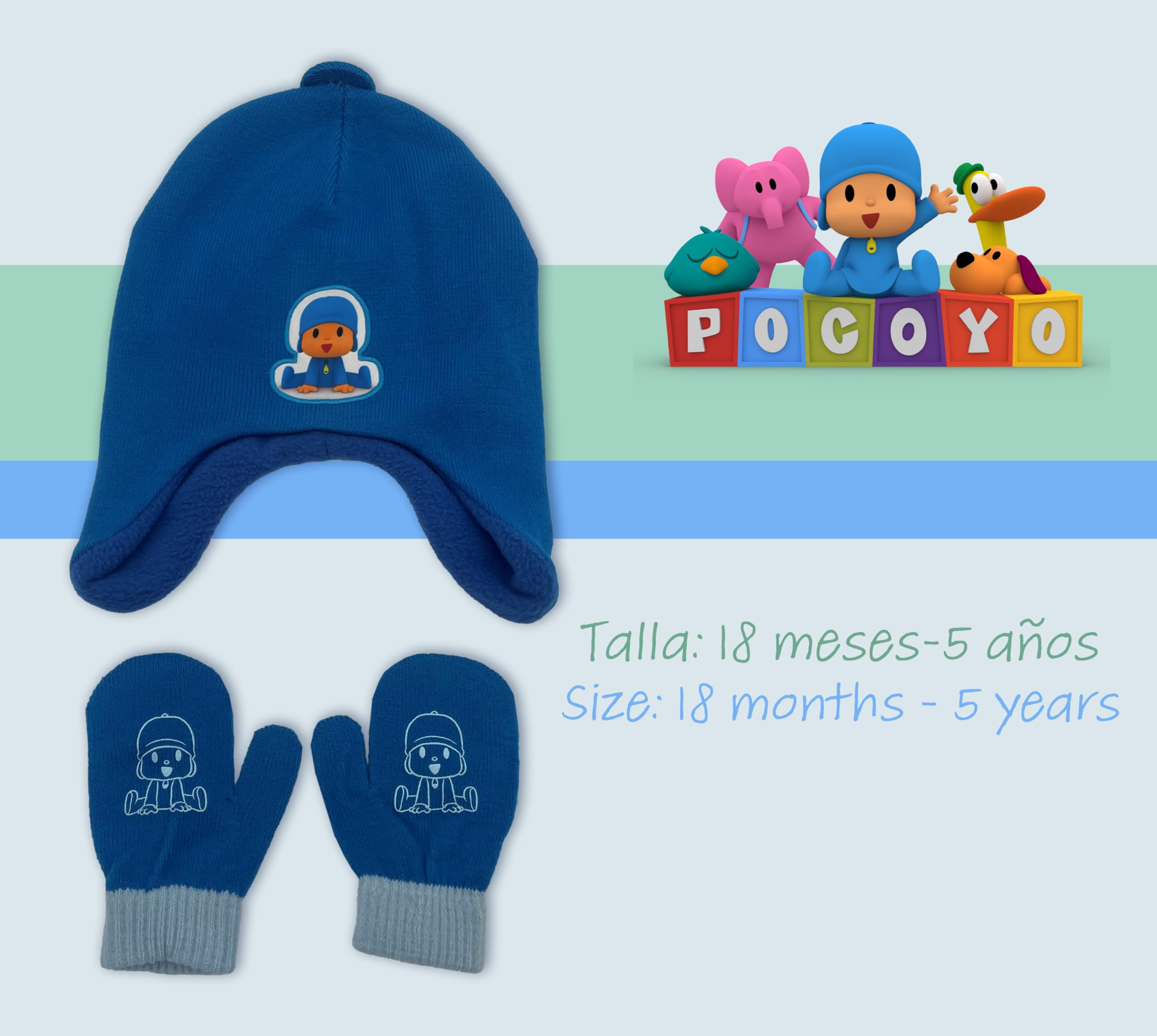 Cappello, Sciarpa tubolare e Guanti Sonic per bambini | Set invernale Sonic Berretto con Pompon Mutandina Collo con fodera interna e guanti, multicolore, Estandar