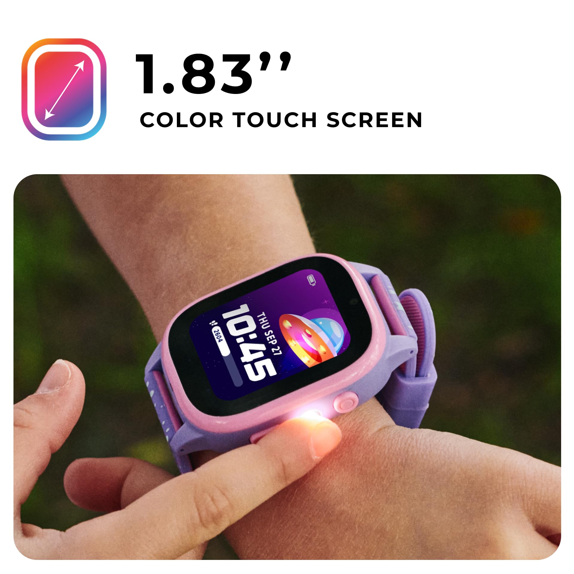 PlayZoom 4 Kids Smartwatch, Educational Tech Toy – 25+ Games, Selfie Camera, Audiobooks, Step Tracker, Water‑Resistant, Parental Controls, Long Battery, Ages 4‑12, Fuchsia Pink