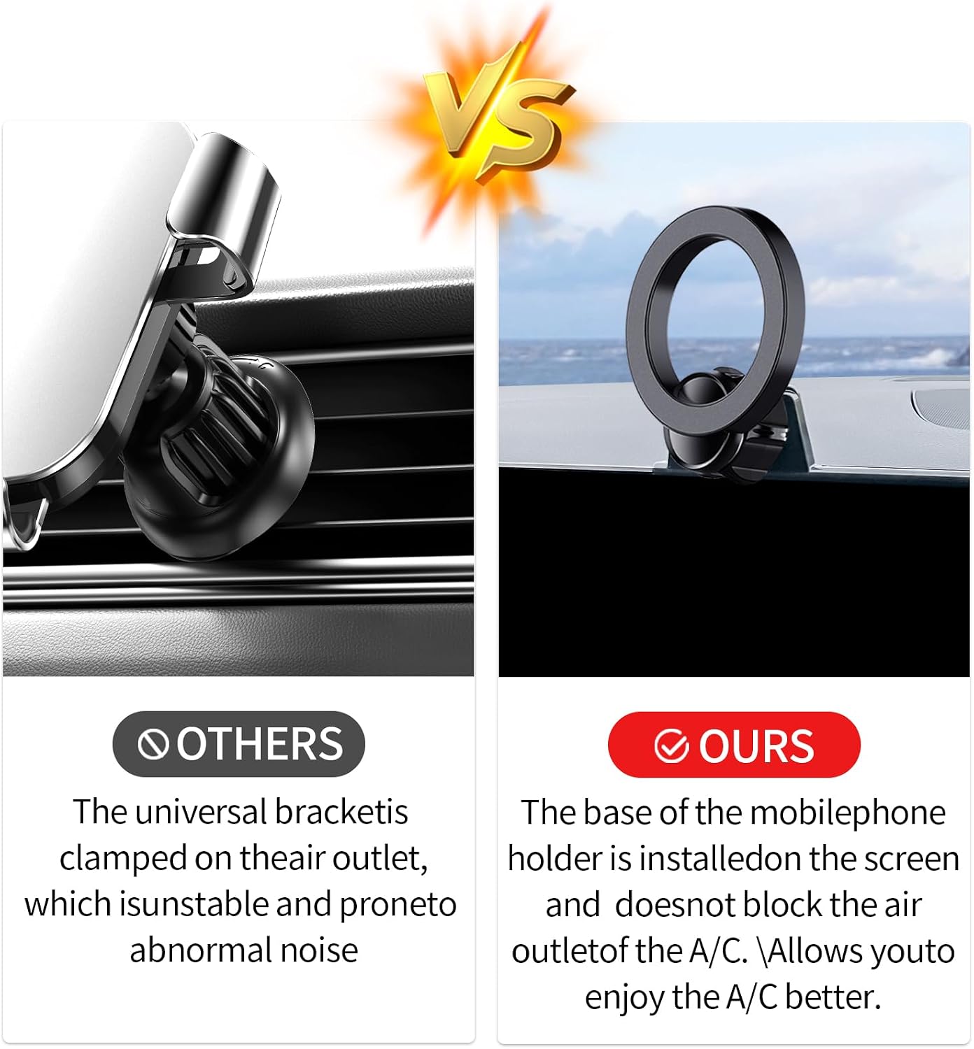 Car Phone Holder for 2019-2024 Mercedes Benz A-Class/B-Class/GLB/GLA/CLA/EQA/EQB Accessories 10.25-Inch Screen Fixed Clip, 360° Rotation Phone Mount Compatible with MagSafe
