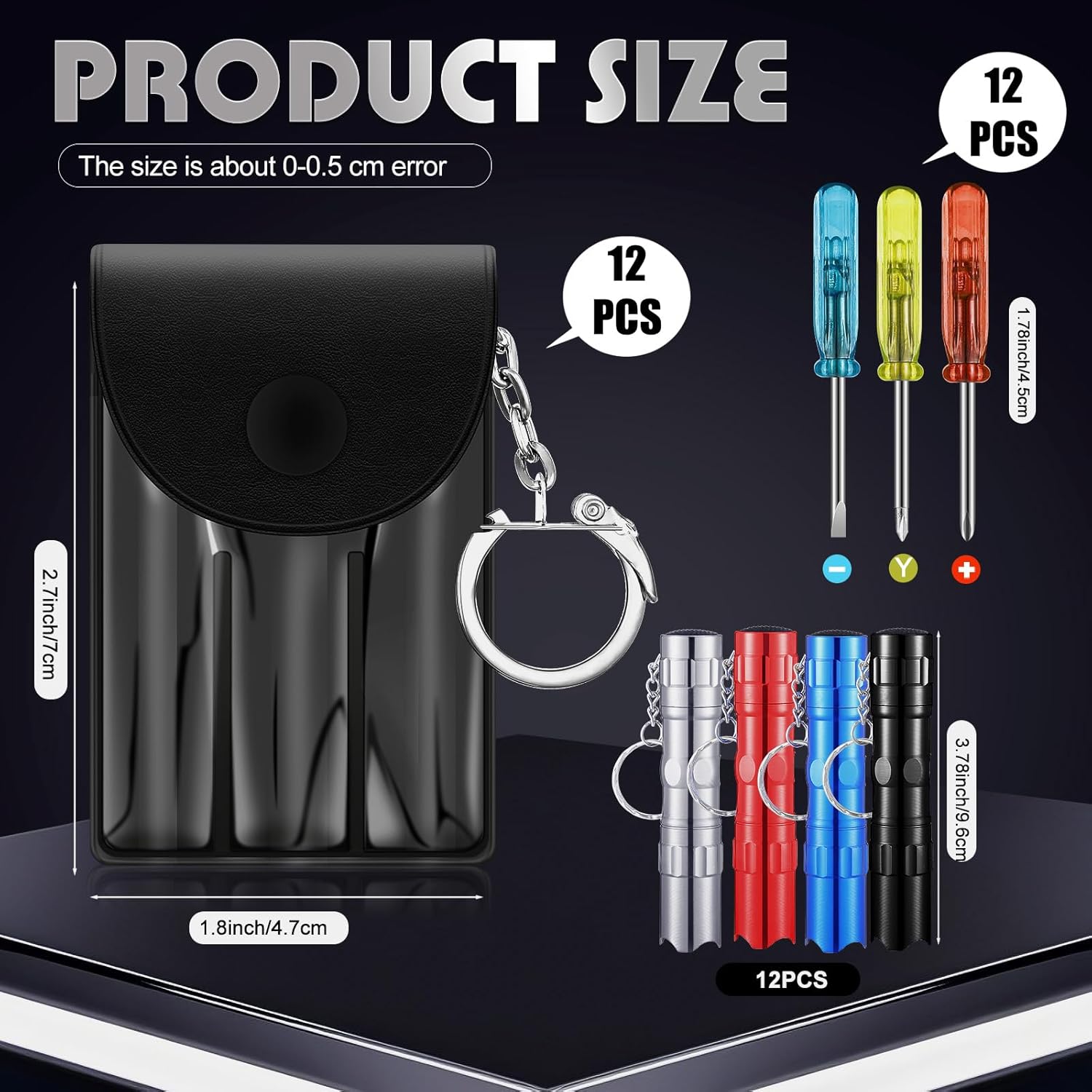 24 Pcs Mini Flashlight Screwdriver Keychain Set Father Day Gifts Bulk Adult Easter Basket Stuffers for Men Dad, No Batteries Included