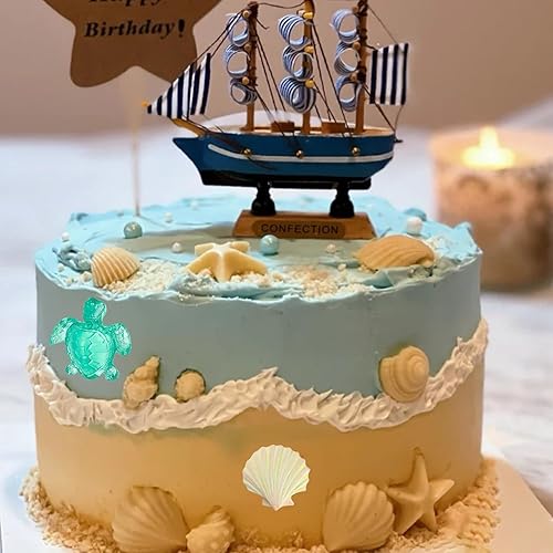 Vista 43 de Molde de fondant con temática marina, moldes de silicona de coral, conchas de tiburón oceánico, estrella de mar, pulpo, tortuga, caramelo