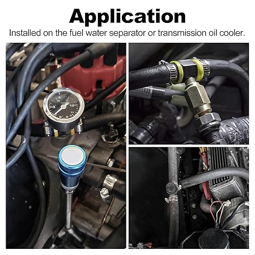 Miniatura 5 de EVIL ENERGY Adaptador de montaje de manómetro de combustible de 38 púas con puerto de medidor de sensor NPT de 18 de aluminio negro