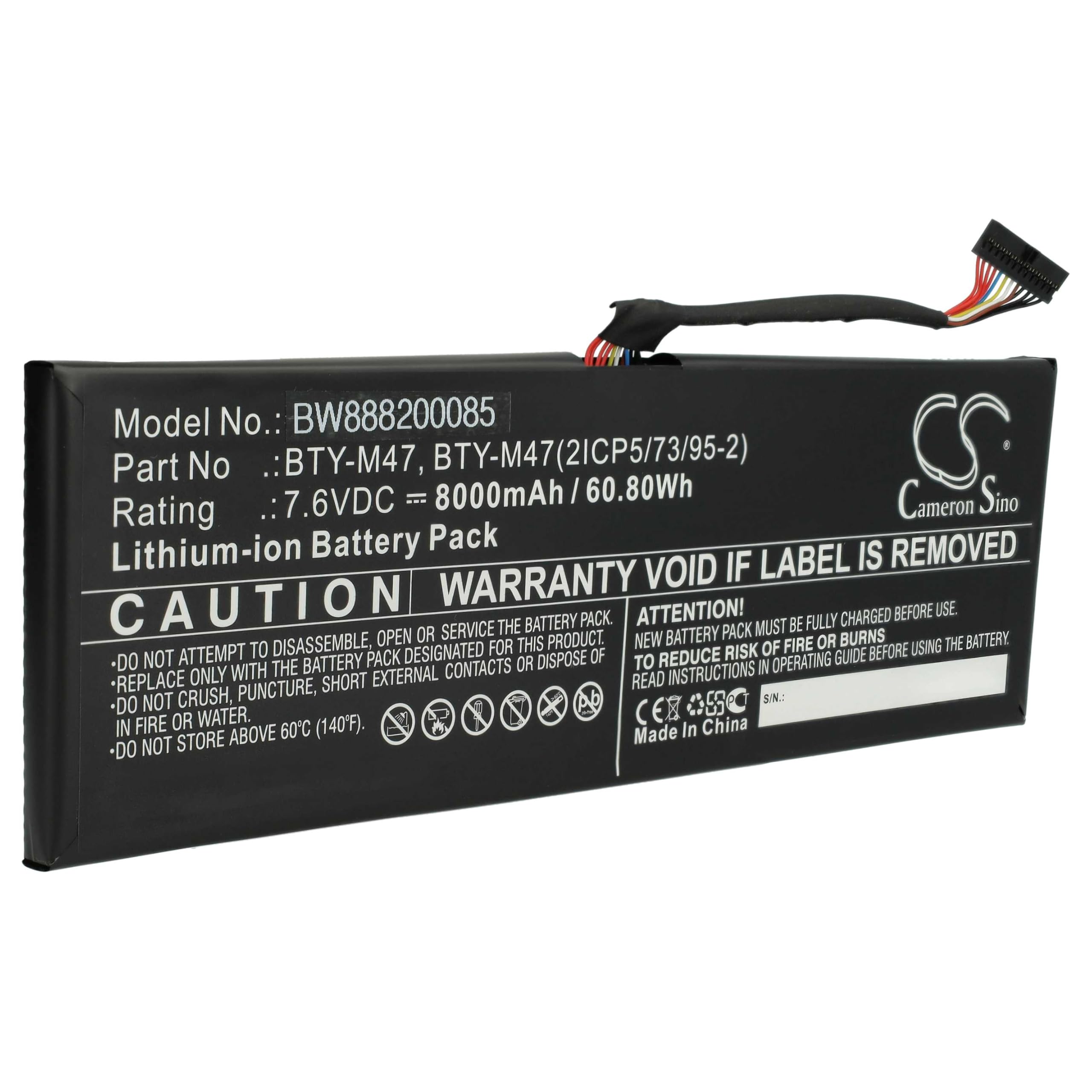 vhbw Batería reemplaza MSI BTY-M47 para Notebook (8000 mAh, 7,6 V, Li-Ion)