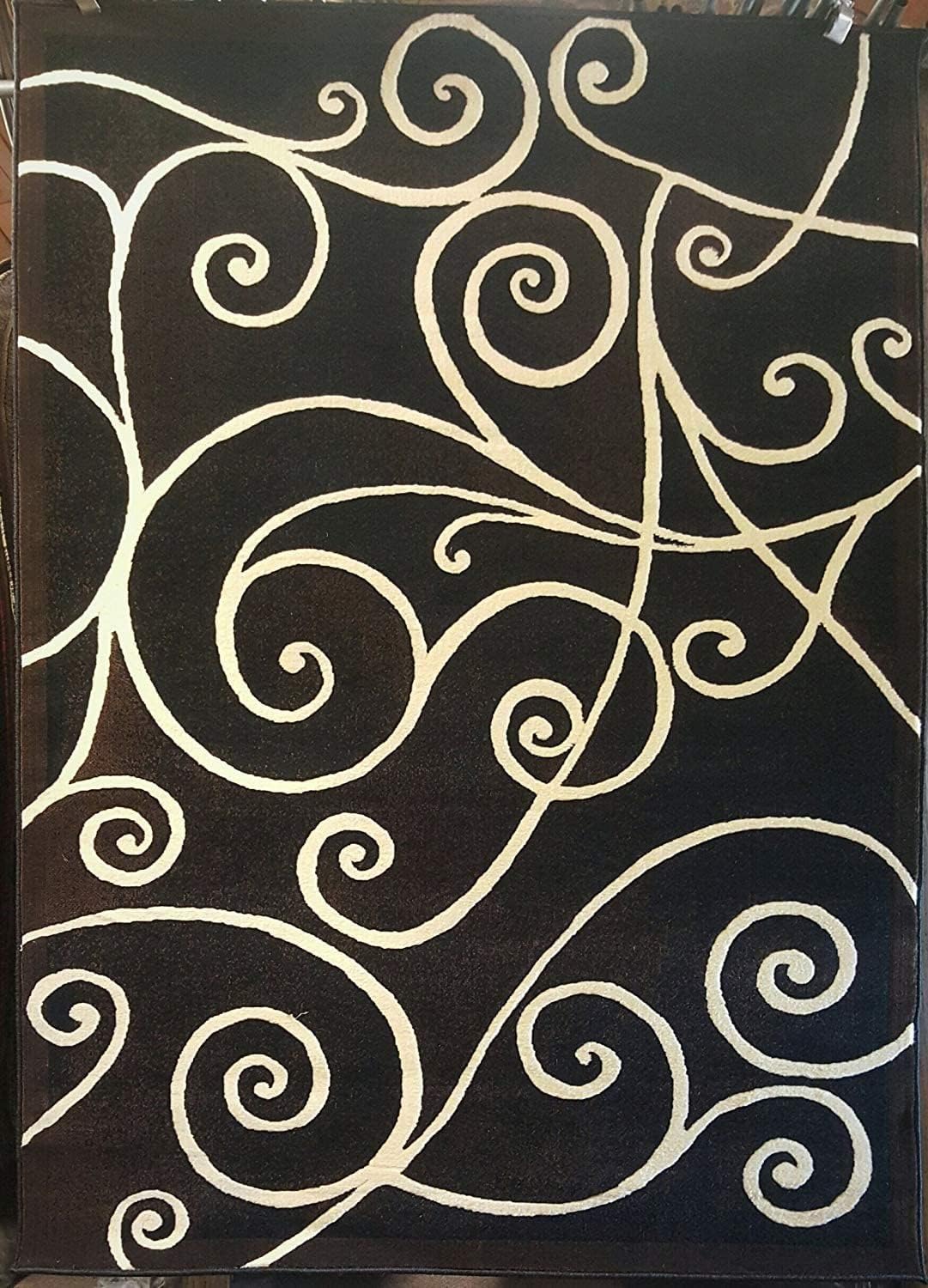 Gallery Modern Abstract Door Mat Area Rug Black Brown & Cream Design GL23 (2 Feet X 3 Feet 4 Inch)