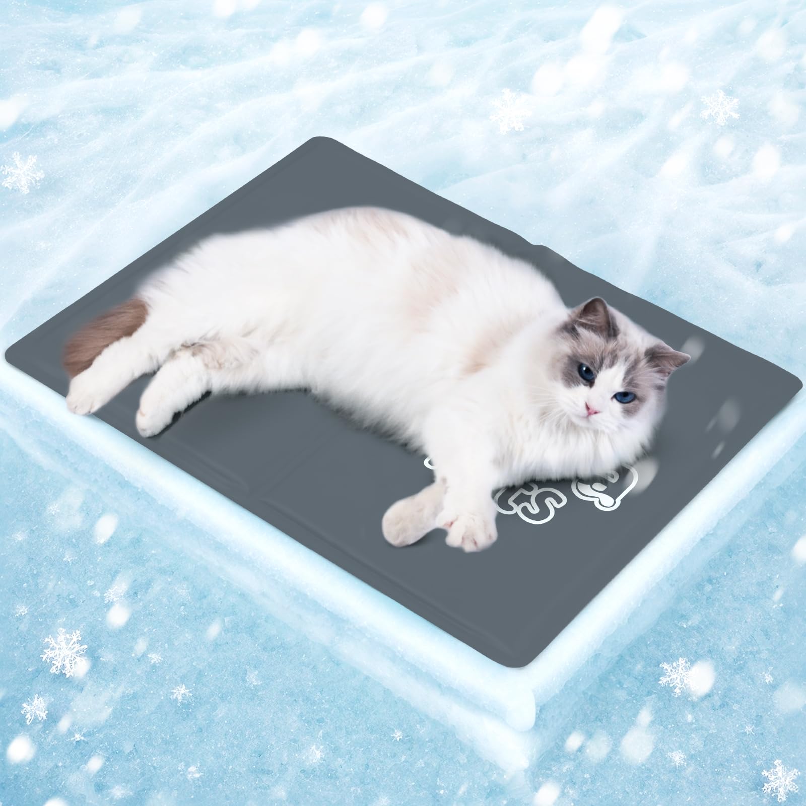 Mora Pets Tappetino Refrigerante per Cani e Gatti Tappeto Rinfrescante in Gel Non Tossico Materassino Raffreddamento per Animali in Estate Grigio S 50 x 40 cm