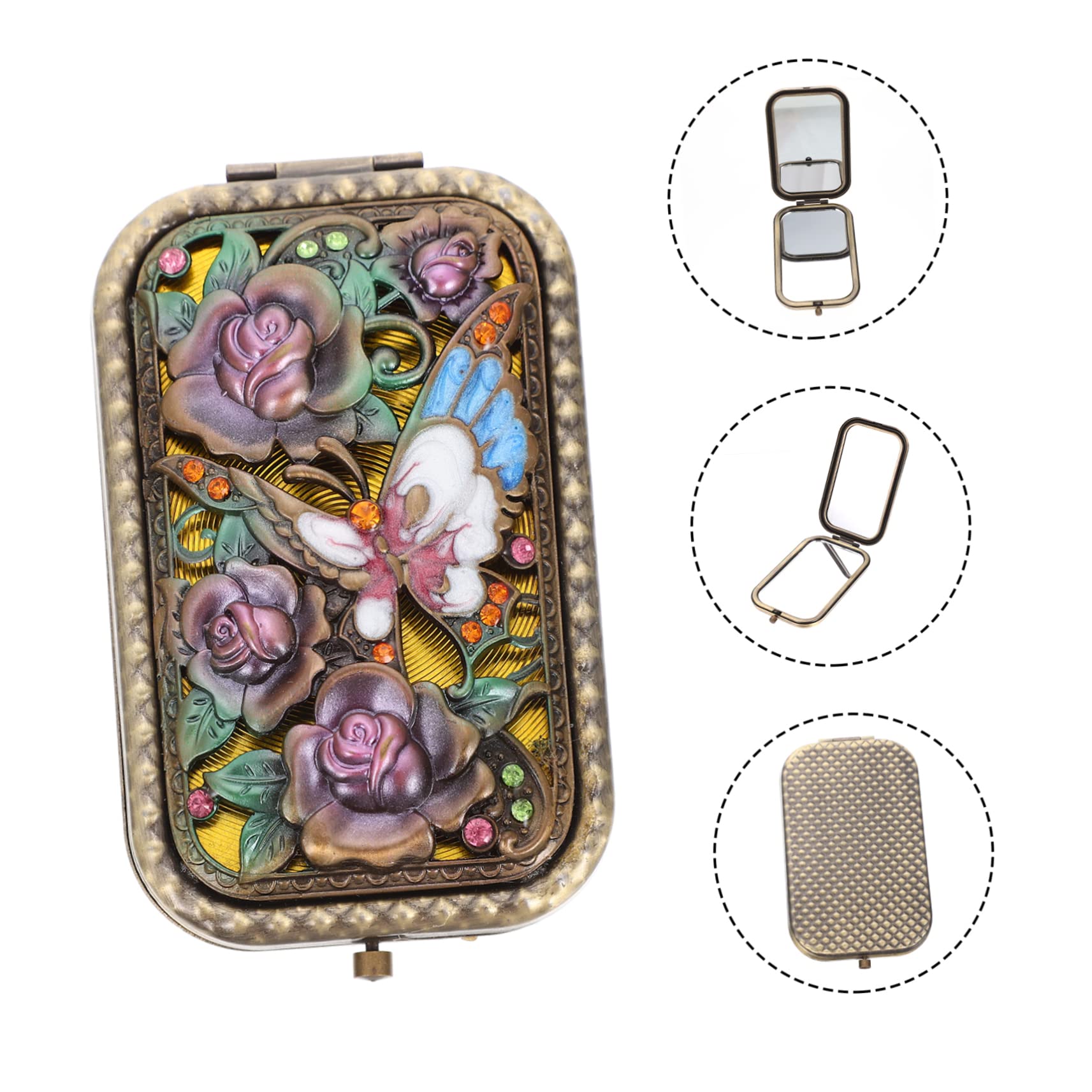 DOITOOL 3piezas Espejo Plegable Vintage Doble Cara para Maquillaje y Portátil para y
