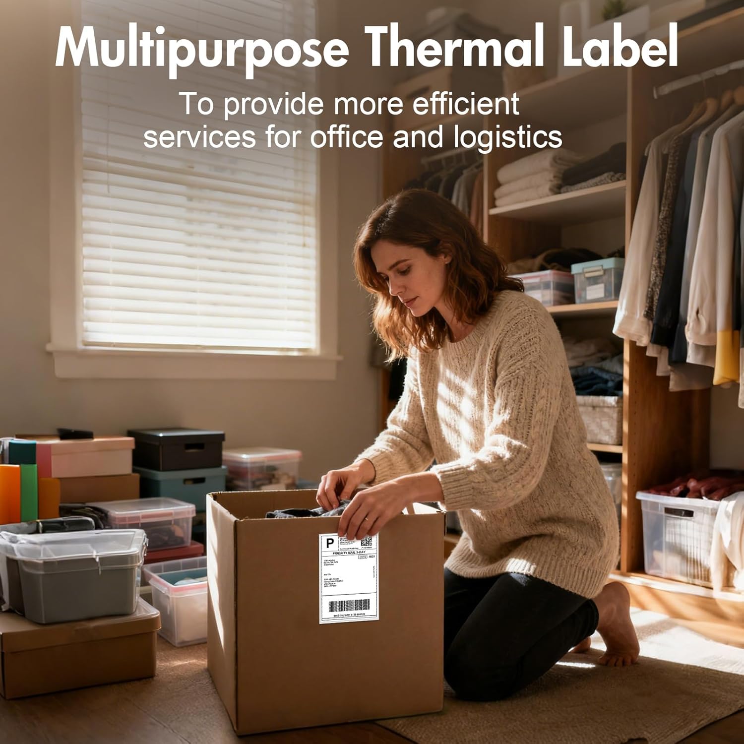 Thermal Direct Shipping Labels - 4 x 6 inches Per Fanfold Labels - Pack of 500 Perforated Waterproof Tape for Small Business - Compatible for Zebra for Rollo NULLTONEX